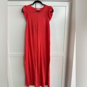 Z Supply Women's  Coral  Blakely Slub Ruffle Dress Summer Spring Size S NWT